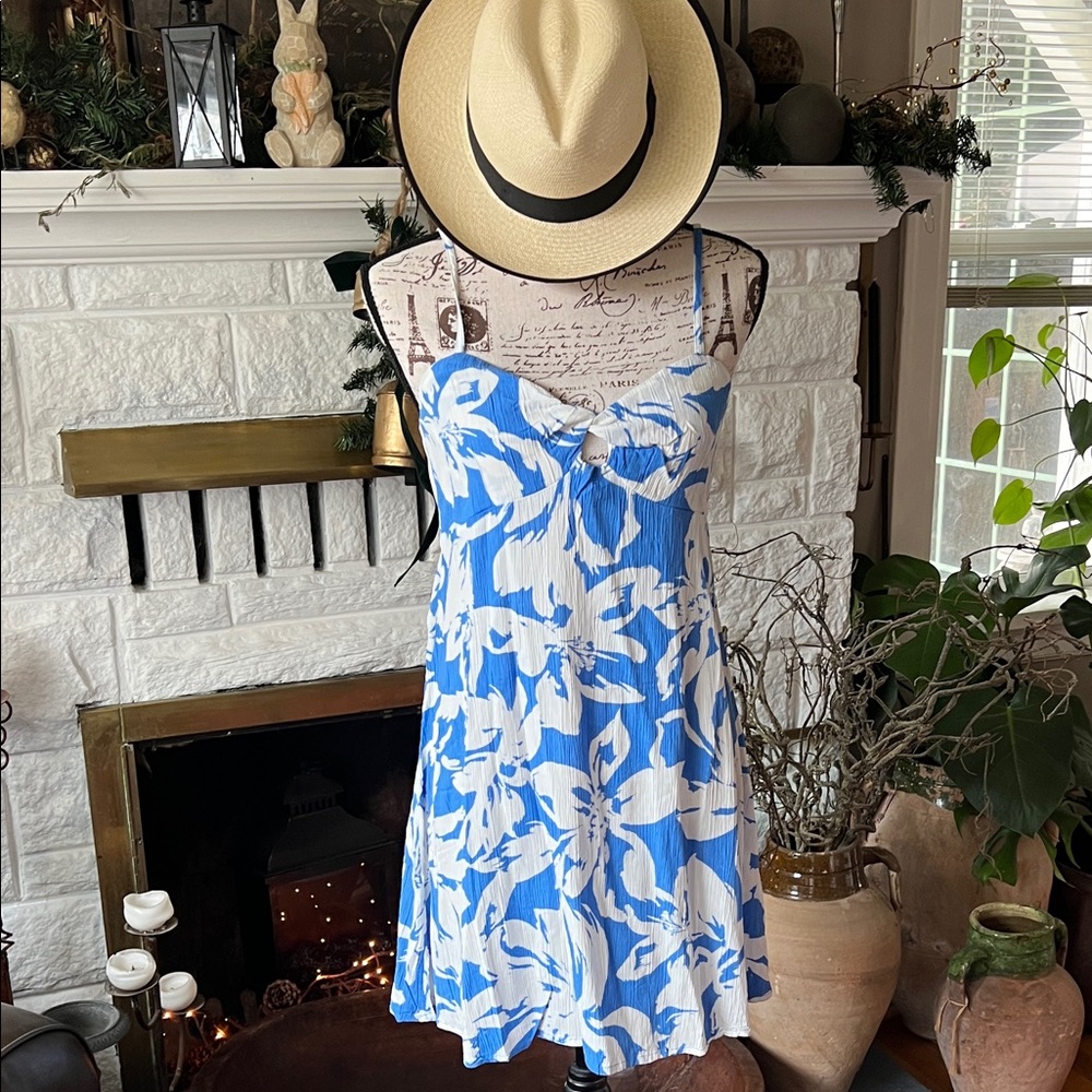Billabong Blue and White Patterned Mini Dress